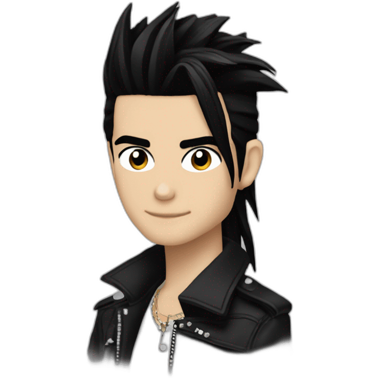 bill kaulitz, black hair, singing emoji