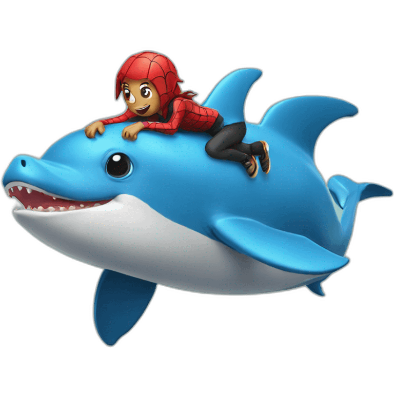 spiderpig riding a dolphin emoji