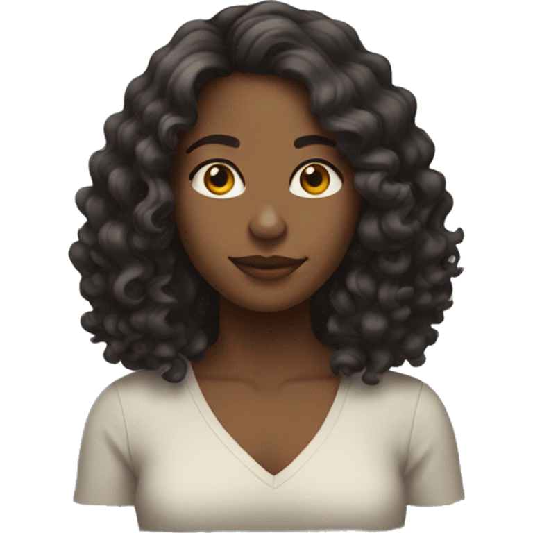 slightly dark-skinned woman with shoulder-length curly hair emoji