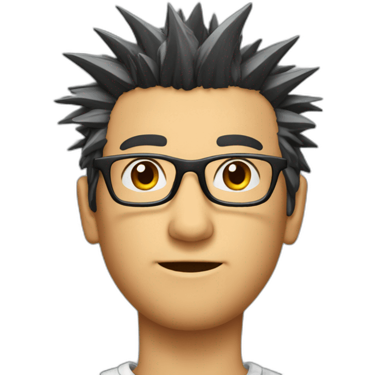 Spiky hair, glasses, man emoji