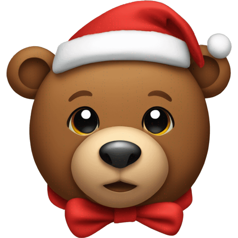 Brown Teddy bear Christmas with a cute Christmas hat  emoji