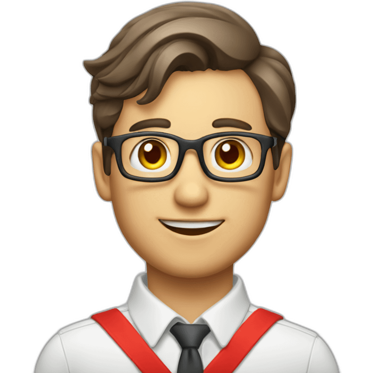 An employee of the real estate agency "Floors" with a red badge around his neck emoji