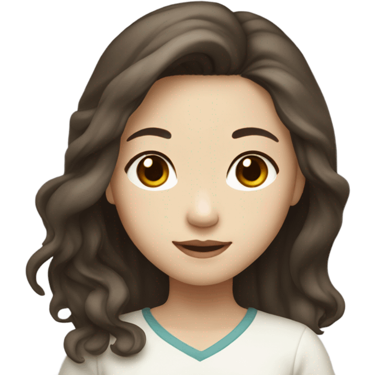 a girl with WHİTE skin long wavy brown hair chinese girl emoji