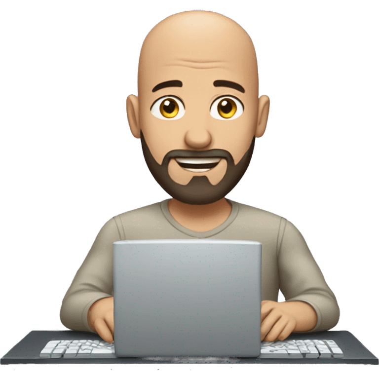 bald man beard, typing on keyboard emoji