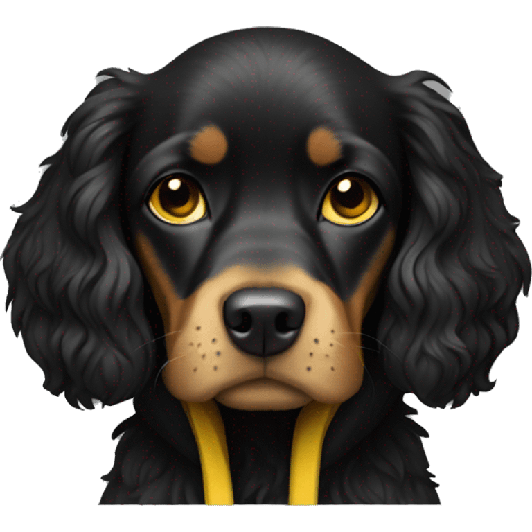 Black spaniel in a yellow hoodie  emoji