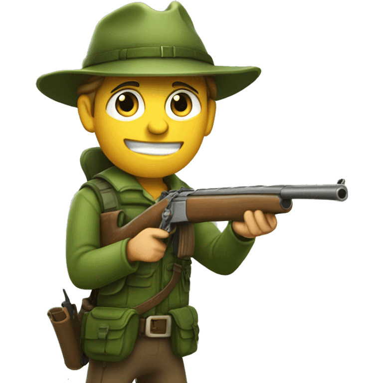 Greensish syle hunter with huntignrifle aiming twords right emoji