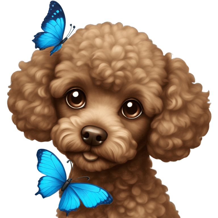 Brown Toy poodle with blue butterfly  emoji