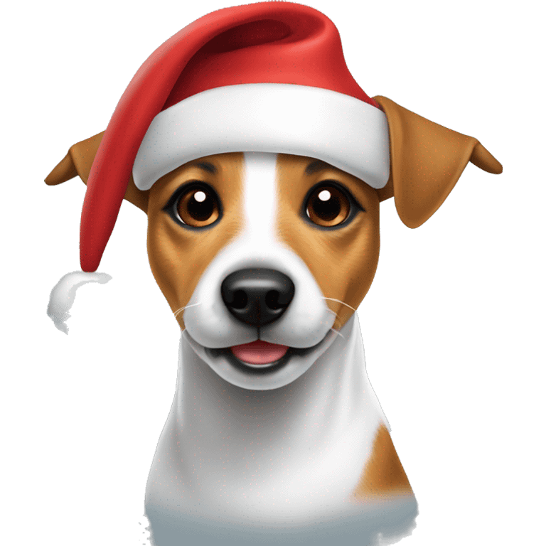 Jack Russell with Santa hat emoji