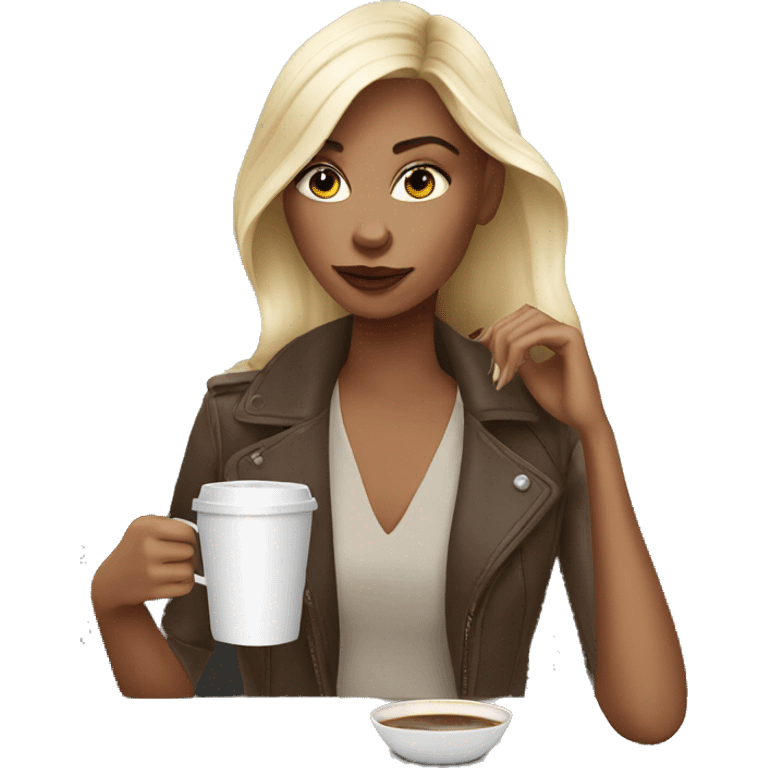 Fashion girl drinking coffee emoji