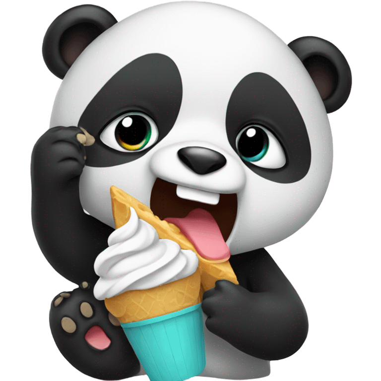 Panda eating ice cream emoji