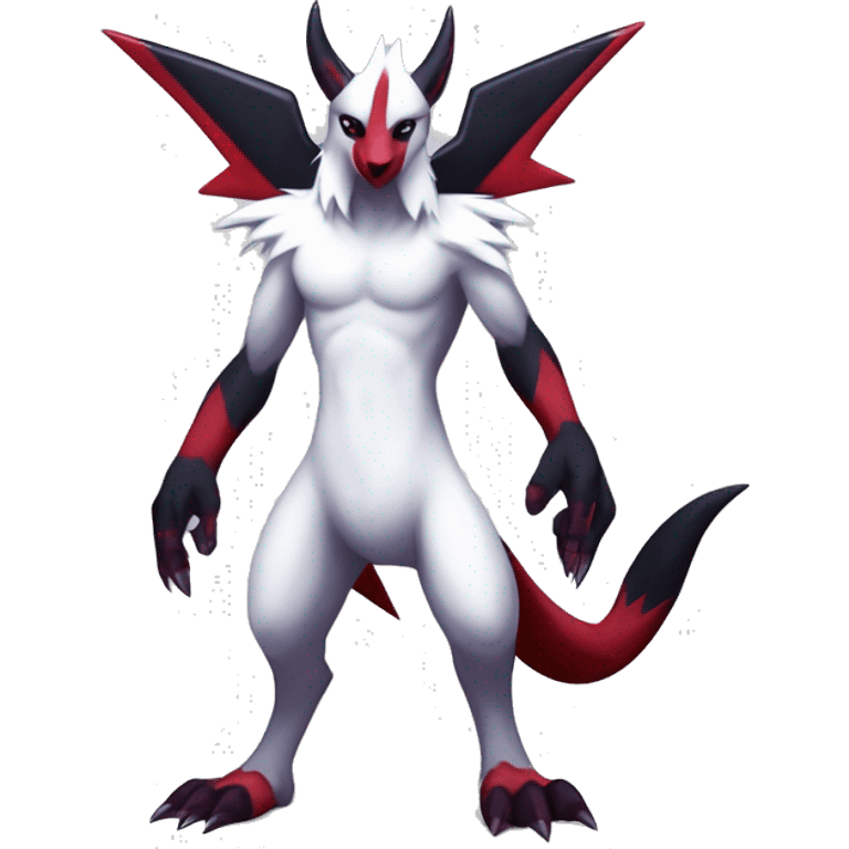 Cool Edgy Zangoose-Absol-Seviper Fakémon Digimon with Edgy markings, full body, outlined emoji