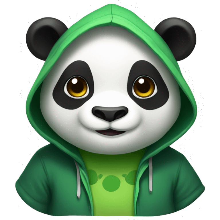 panda wearing frog hoodie emoji