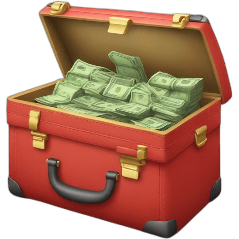 red briefcase opened full money inside emoji