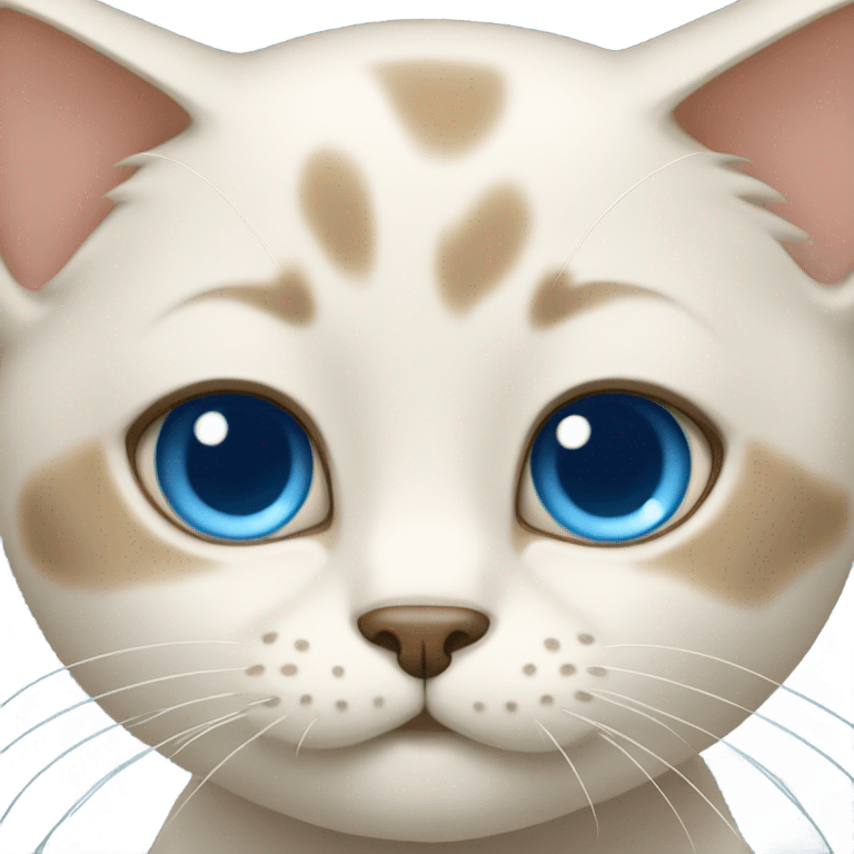 Close up blue eyes cat. Cream colored coat emoji