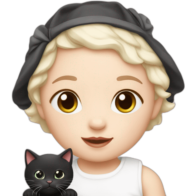 Baby girl -with 1 white cat- 1 black cat emoji