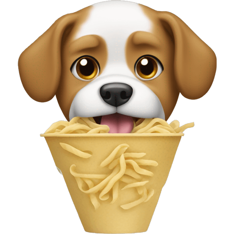 dog eating noddles emoji