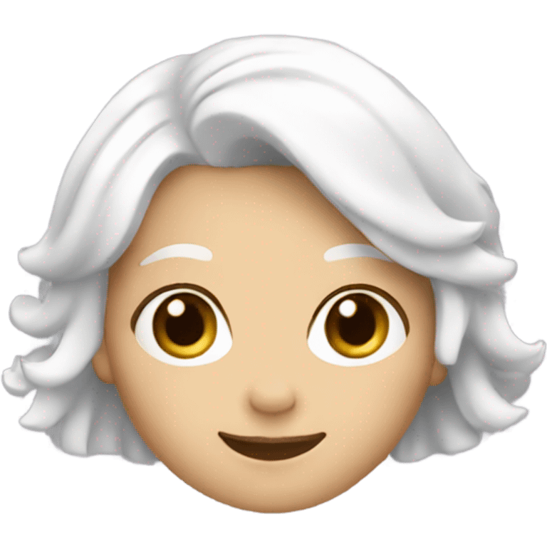 girl with short white hair waving hello emoji