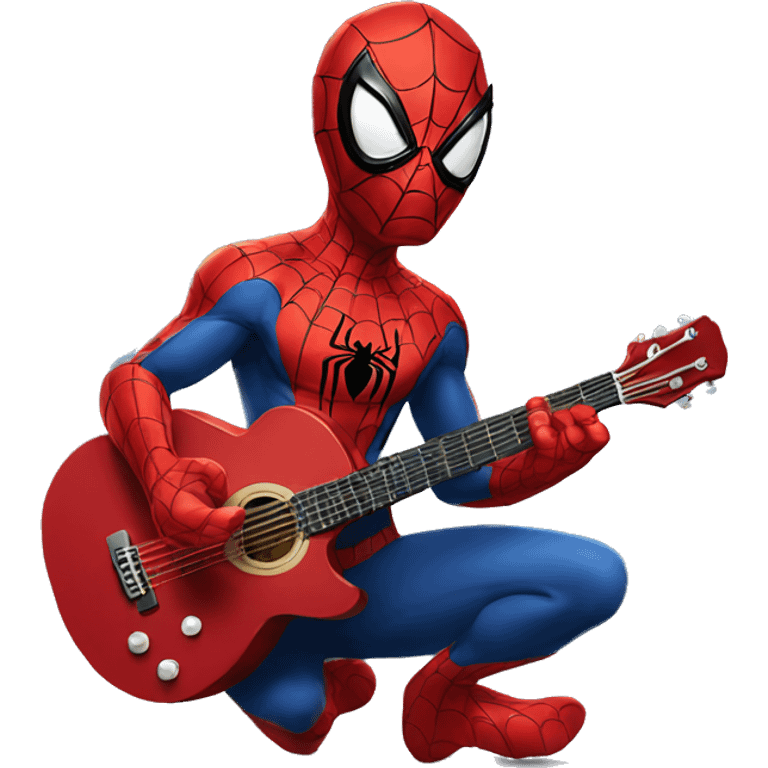 Spiderman playing guitar  emoji