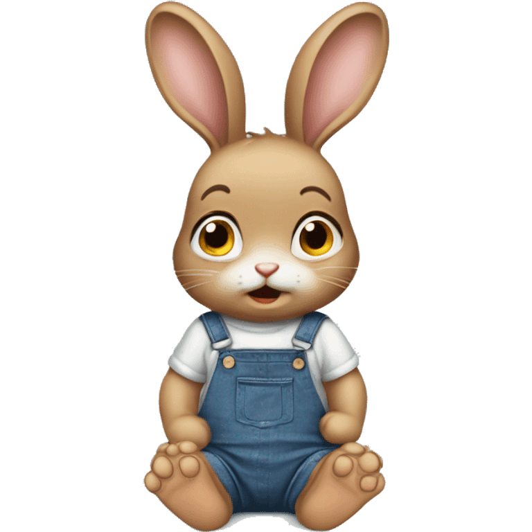 Anxious baby rabbit in dungaree emoji