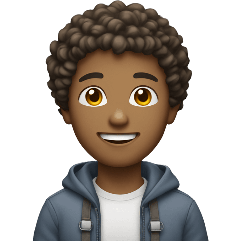 young person with a friendly expression, short curly hair, and wearing a casual outfit. The character should be holding a credit card in their right hand, with a confident smile.  emoji