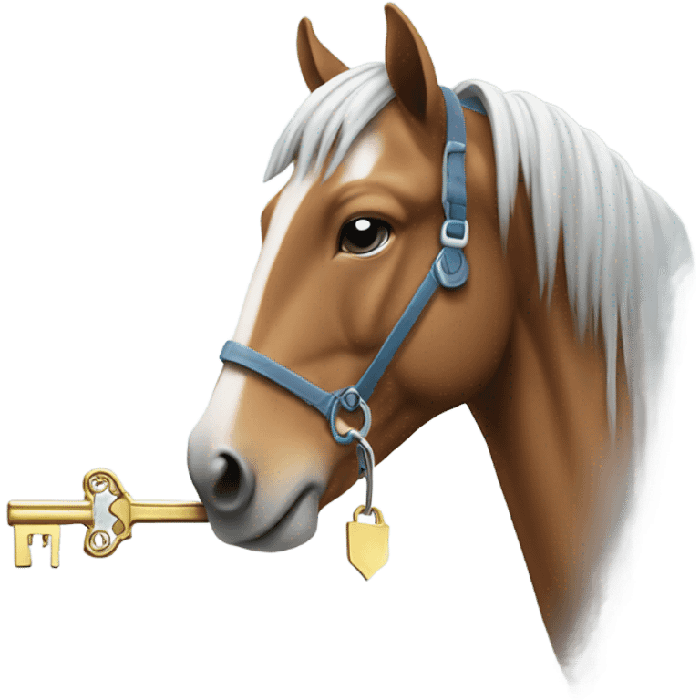 Horse holding key with snow on the tip emoji