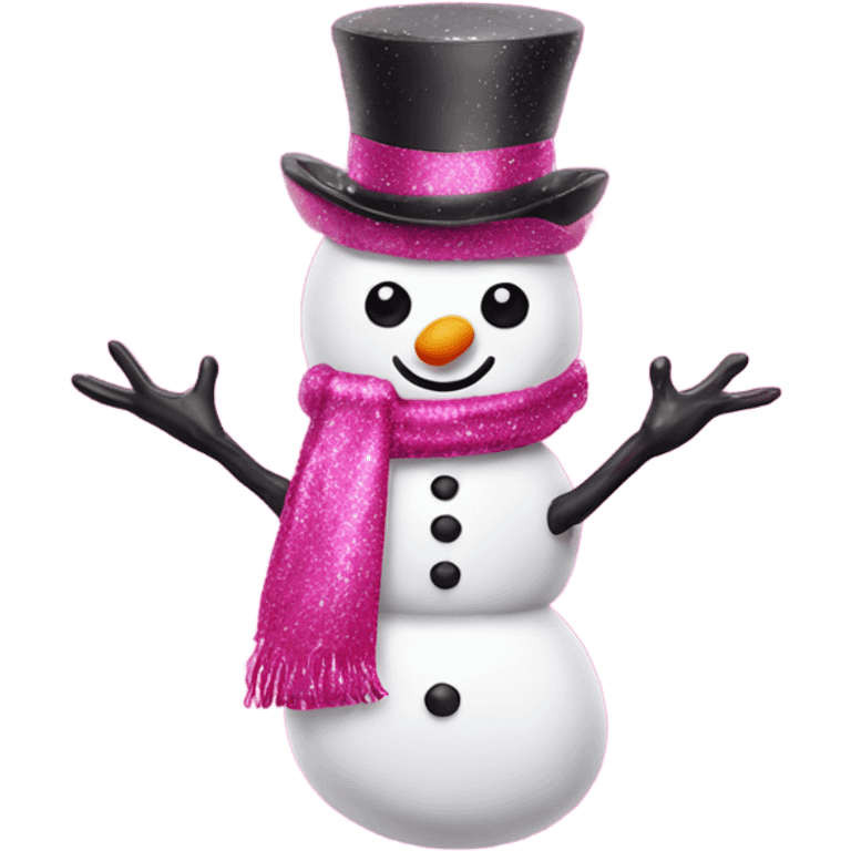 Hot pink snowman with glitter  emoji