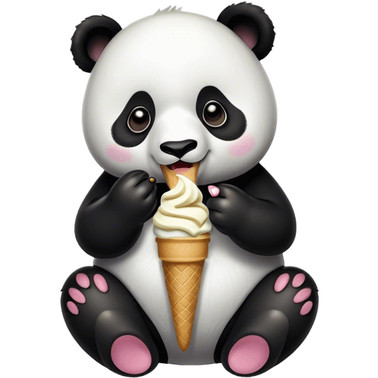 Panda eating ice cream emoji