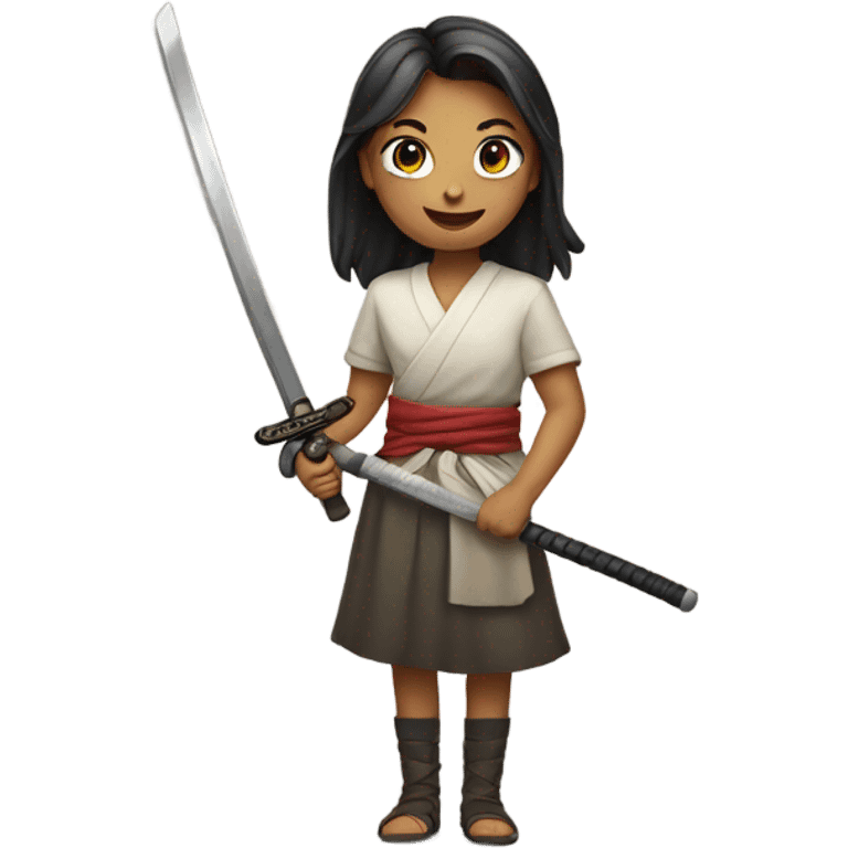 smiling girl with katana emoji