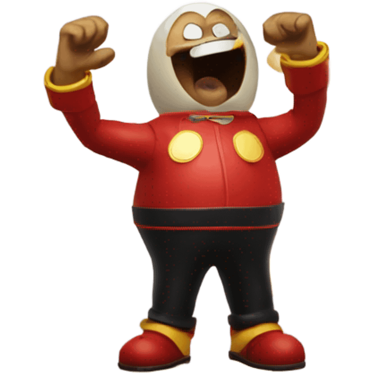 Little eggman throws his hands in the air going wild emoji