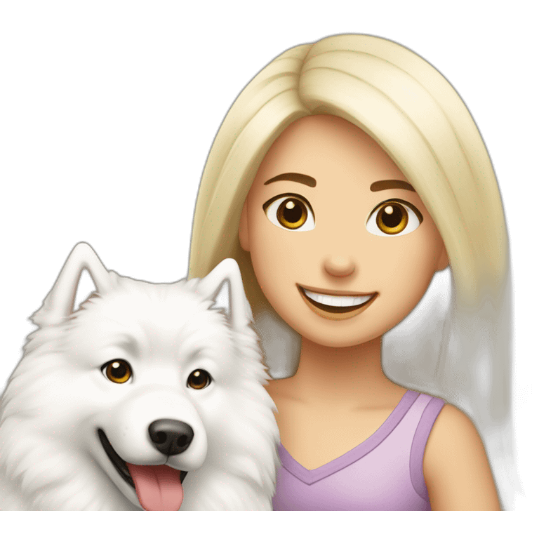 samoyed with blonde smiling girl emoji