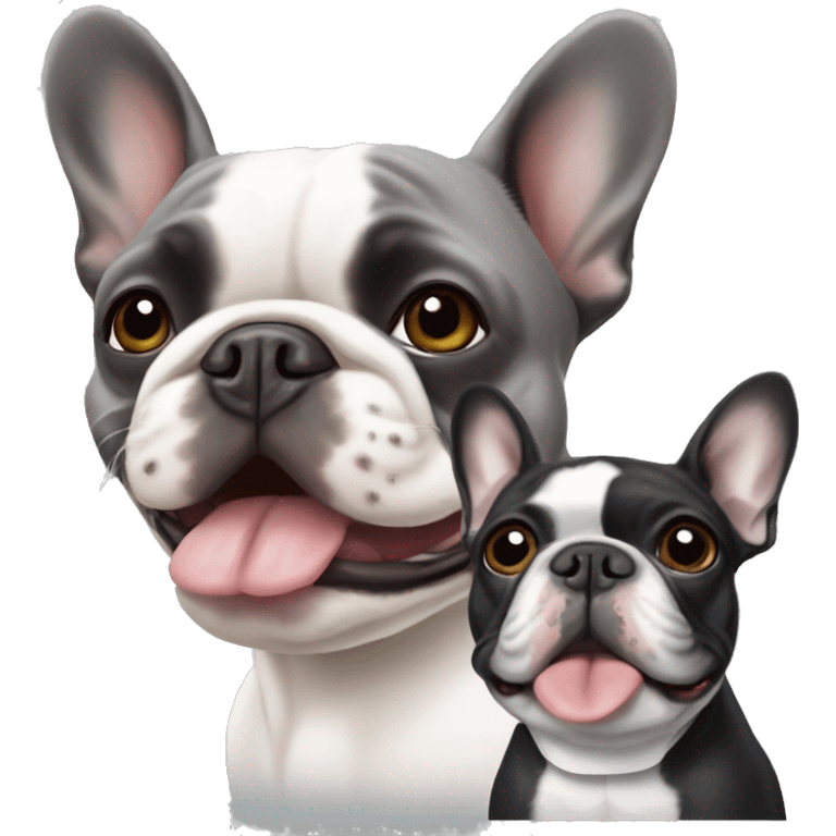 Grey French bulldog and Boston terrier emoji