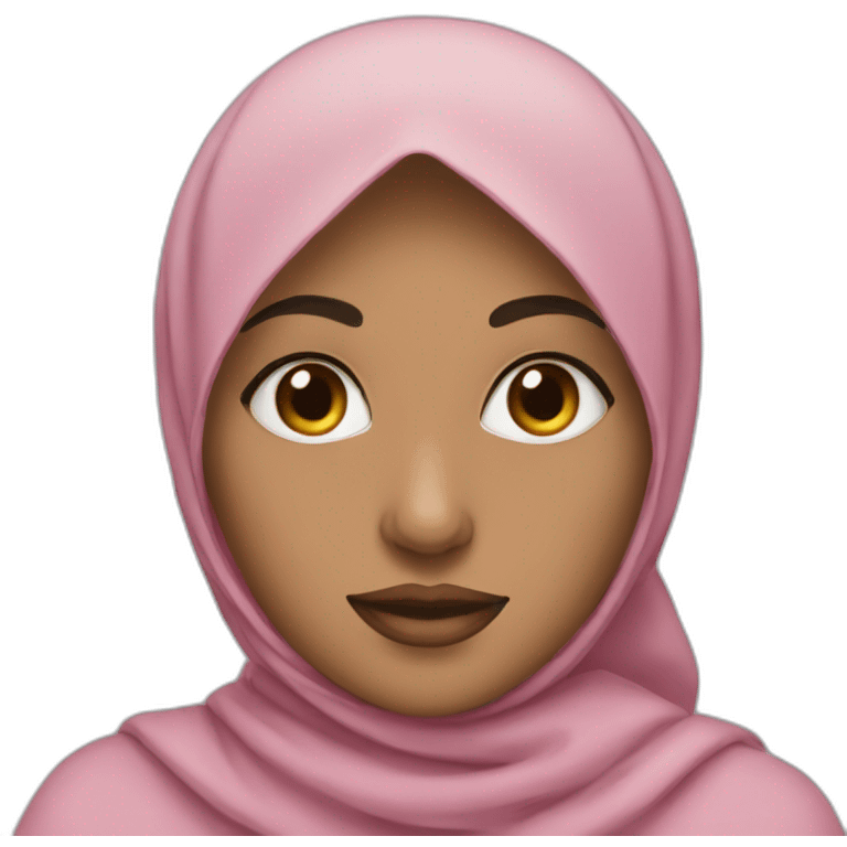 Woman wearing hijab with hearts in her eyes emoji