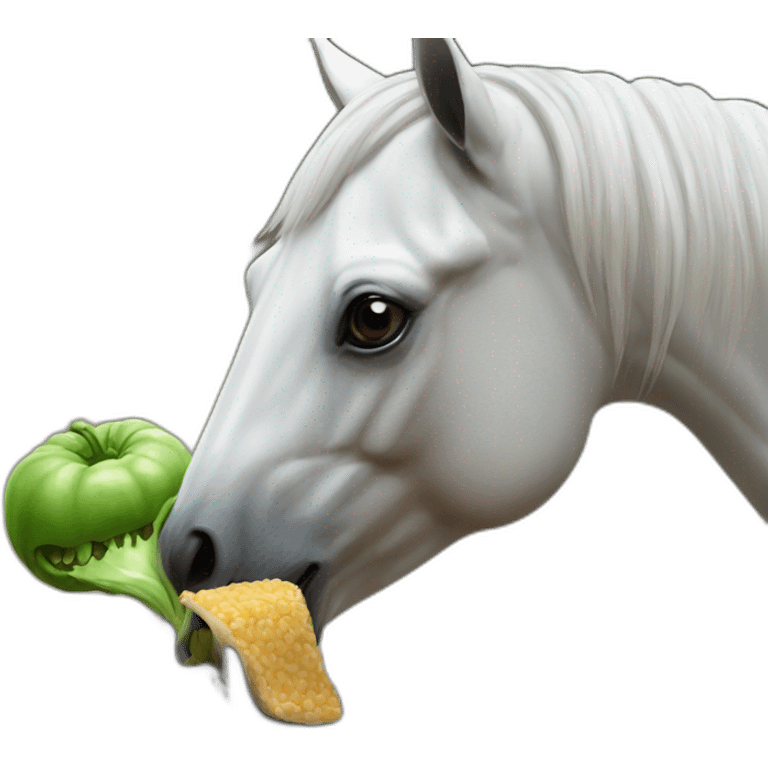 A horse eating alien emoji