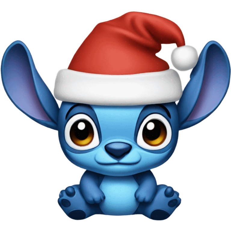 Stitch wearing a Santa hat emoji