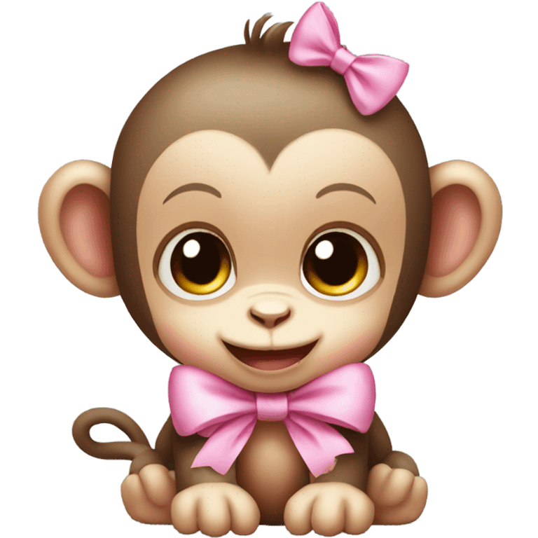 a baby monkey with a pink bow emoji