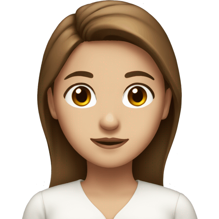 a girl with brown hair, brown eyes and a white blouse emoji