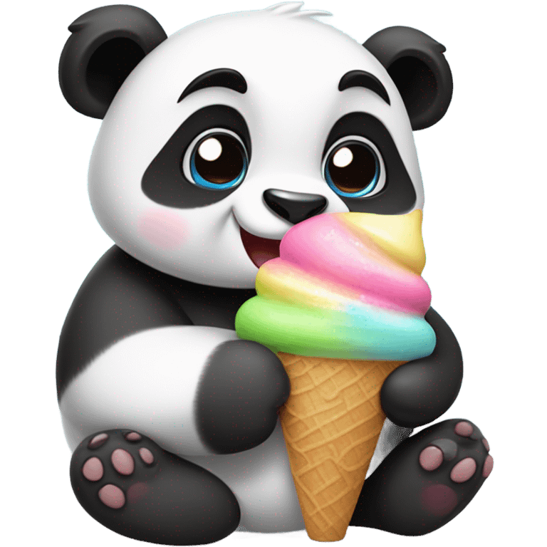 Panda eating ice cream emoji