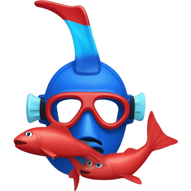 red fins and blue mask and snorkel emoji