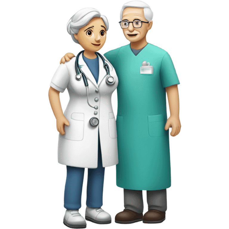 Beautiful nurse takin care of an old person emoji