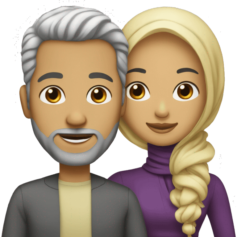 Woman hijab with white husband wavy hair emoji