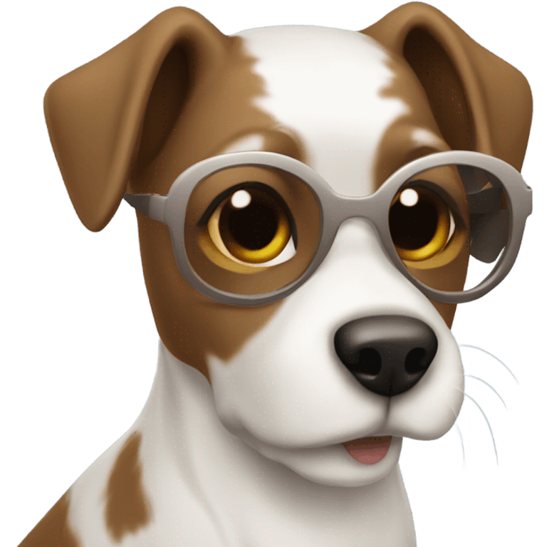 Braided Brown hair woman in sunglasses doing dog agility with smaller white dog emoji