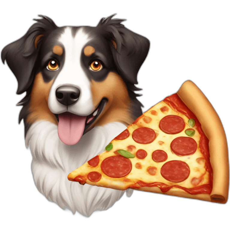 australian Shepard with a pizza emoji