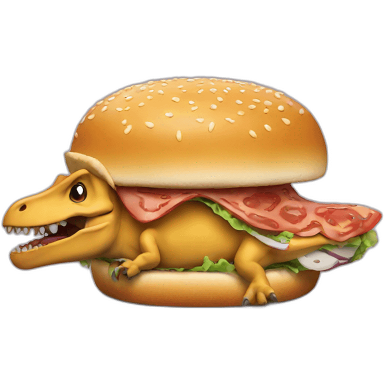 Dinosaur eat a burger emoji