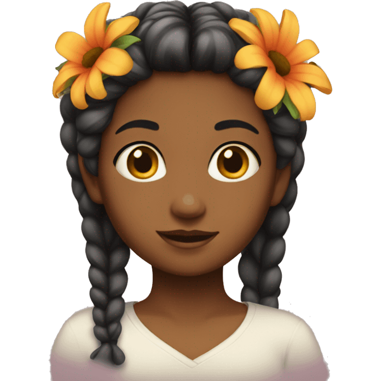 girl w flower on her hair emoji