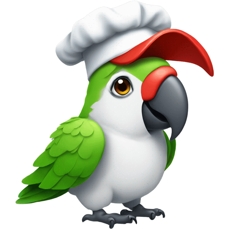 white cacadu parrot with chef cap emoji