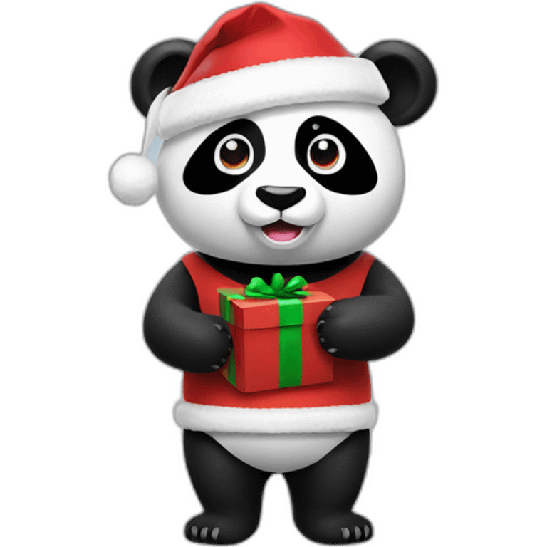 full body christmas panda in vr headset emoji