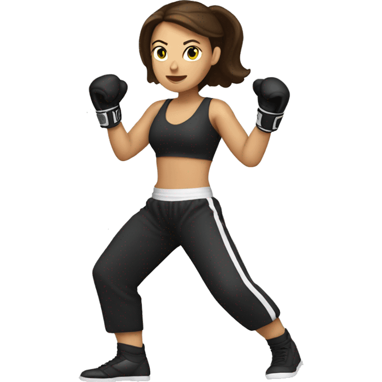 Brunette white Woman kickboxing training emoji