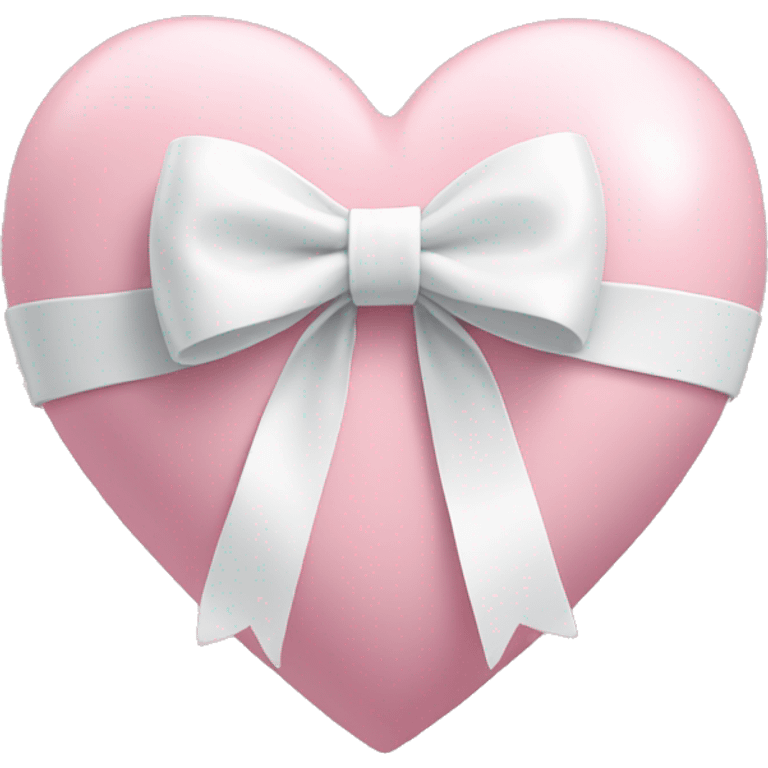 Pastel pink heart with white bow emoji