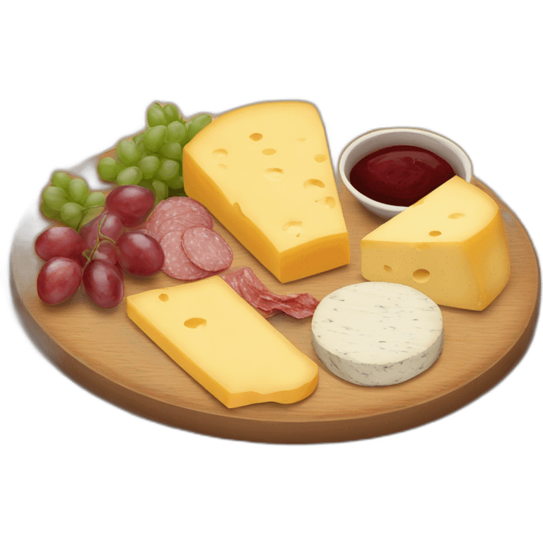 full cheese charcuterie platter on wooden board emoji