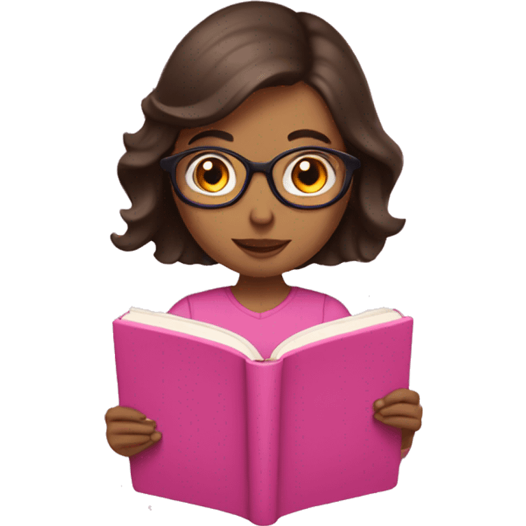 brunette reading a pink book emoji